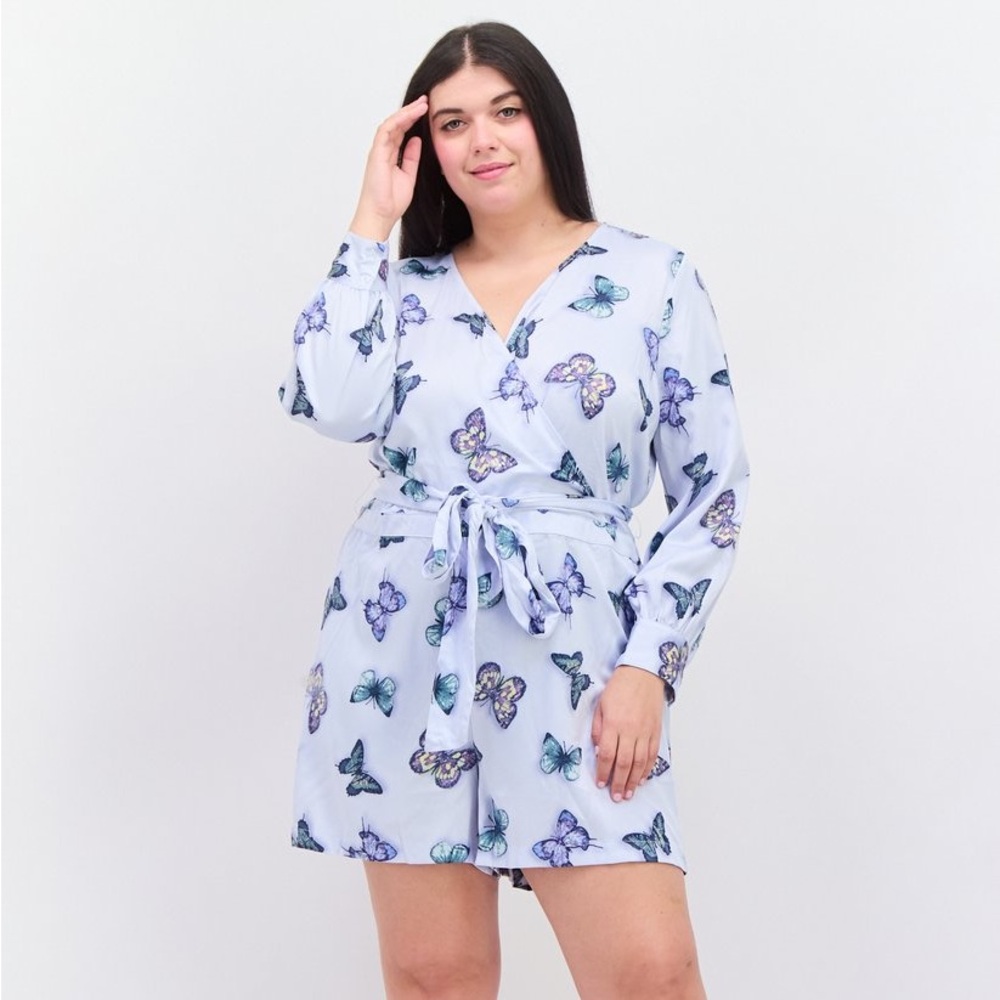 Parker Blue and Green Butterfly Print Romper